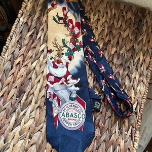 McIlhenny Co. Tabasco Brand Christmas Santa Holiday 100% silk necktie